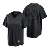 Seattle Seattle Mariners #25 Dylan Moore Nike Men's MLB Black Pitch Black Fashion Jersey