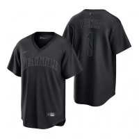 Seattle Seattle Mariners #1 Kyle Lewis Nike Men's MLB Black Pitch Black Fashion Jersey