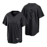 Seattle Seattle Mariners #15 Kyle Seager Nike Men's MLB Black Pitch Black Fashion Jersey