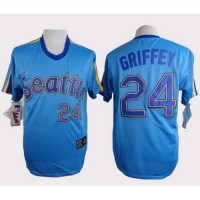 Seattle Mariners #24 Ken Griffey Light Blue Cooperstown Throwback Stitched MLB Jersey