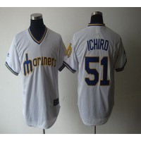 Seattle Mariners #51 Ichiro Suzuki White Cooperstown Throwback Stitched MLB Jersey