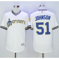 Seattle Mariners #51 Randy Johnson White Flexbase Authentic Collection Cooperstown Stitched MLB Jersey