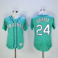 Seattle Mariners #24 Ken Griffey Green Flexbase Authentic Collection 2016 Hall Of Fame Patch Stitched MLB Jersey