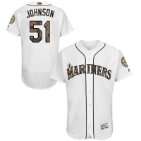 Seattle Mariners #51 Randy Johnson White Flexbase Authentic Collection Memorial Day Stitched MLB Jersey