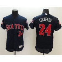 Seattle Mariners #24 Ken Griffey Navy Blue Fashion Stars & Stripes Flexbase Authentic Stitched MLB Jersey