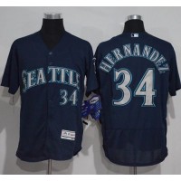 Seattle Mariners #34 Felix Hernandez Navy Blue Flexbase Authentic Collection Stitched MLB Jersey