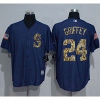 Seattle Mariners #24 Ken Griffey Denim Blue Salute to Service Stitched MLB Jersey