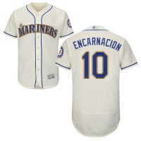 Seattle Mariners #10 Edwin Encarnacion Cream Flexbase Authentic Collection Stitched MLB Jersey