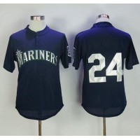 Mitchell And Ness 1995 Seattle Mariners #24 Ken Griffey Navy Blue Throwback Stitched MLB Jersey