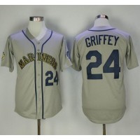 Mitchell And Ness Seattle Mariners #24 Ken Griffey Grey Throwback Stitched MLB Jersey