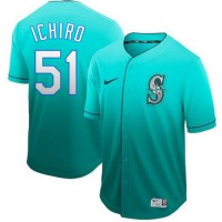 Nike Seattle Mariners #51 Ichiro Suzuki Green Fade Authentic Stitched MLB Jersey