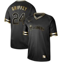Nike Seattle Mariners #24 Ken Griffey Black Gold Authentic Stitched MLB Jersey