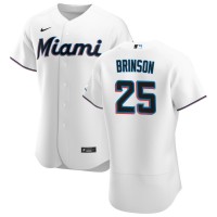 Miami Miami Marlins #25 Lewis Brinson Men's Nike White Home 2020 Authentic Player MLB Jersey