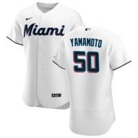 Miami Miami Marlins #50 Jordan Yamamoto Men's Nike White Home 2020 Authentic Player MLB Jersey