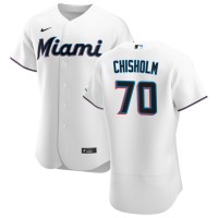 Miami Miami Marlins #70 Jazz Chisholm Men's Nike White Home 2020 Authentic Player MLB Jersey