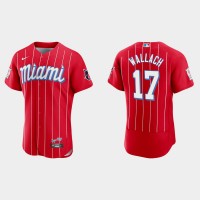 Miami Miami Marlins #17 Chad Wallach Men's Nike 2021 City Connect Authentic MLB Jersey Red
