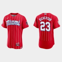 Miami Miami Marlins #23 Corey Dickerson Men's Nike 2021 City Connect Authentic MLB Jersey Red