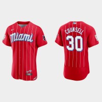 Miami Miami Marlins #30 Craig Counsell Men's Nike 2021 City Connect Authentic MLB Jersey Red