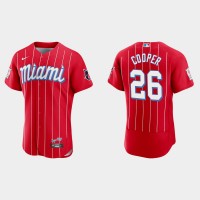 Miami Miami Marlins #26 Garrett Cooper Men's Nike 2021 City Connect Authentic MLB Jersey Red