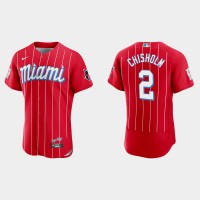 Miami Miami Marlins #2 Jazz Chisholm Jr. Men's Nike 2021 City Connect Authentic MLB Jersey Red