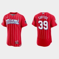 Miami Miami Marlins #39 John Curtiss Men's Nike 2021 City Connect Authentic MLB Jersey Red