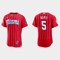 Miami Miami Marlins #5 Jon Berti Men's Nike 2021 City Connect Authentic MLB Jersey Red