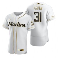 Miami Miami Marlins #31 Caleb Smith White Nike Men's Authentic Golden Edition MLB Jersey