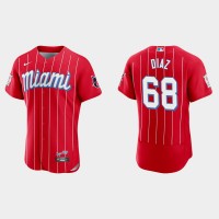 Miami Miami Marlins #68 Lewin Diaz Men's Nike 2021 City Connect Authentic MLB Jersey Red