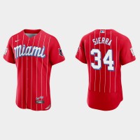 Miami Miami Marlins #34 Magneuris Sierra Men's Nike 2021 City Connect Authentic MLB Jersey Red