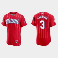 Miami Miami Marlins #3 Monte Harrison Men's Nike 2021 City Connect Authentic MLB Jersey Red