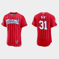 Miami Miami Marlins #31 Robb Nen Men's Nike 2021 City Connect Authentic MLB Jersey Red