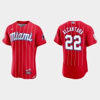 Miami Miami Marlins #22 Sandy Alcantara Men's Nike 2021 City Connect Authentic MLB Jersey Red