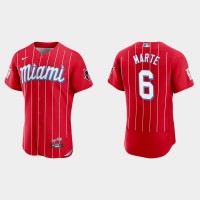Miami Miami Marlins #6 Starling Marte Men's Nike 2021 City Connect Authentic MLB Jersey Red