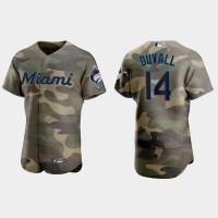 Miami Miami Marlins #14 Adam Duvall Men's Nike 2021 Armed Forces Day Authentic MLB Jersey -Camo