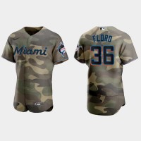 Miami Miami Marlins #36 Dylan Floro Men's Nike 2021 Armed Forces Day Authentic MLB Jersey -Camo