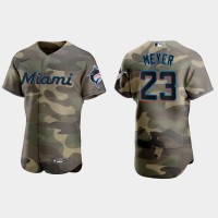 Miami Miami Marlins #23 Max Meyer Men's Nike 2021 Armed Forces Day Authentic MLB Jersey -Camo