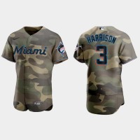 Miami Miami Marlins #3 Monte Harrison Men's Nike 2021 Armed Forces Day Authentic MLB Jersey -Camo
