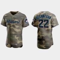 Miami Miami Marlins #22 Sandy Alcantara Men's Nike 2021 Armed Forces Day Authentic MLB Jersey -Camo