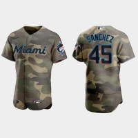 Miami Miami Marlins #45 Sixto Sanchez Men's Nike 2021 Armed Forces Day Authentic MLB Jersey -Camo