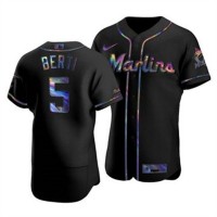 Miami Miami Marlins #5 Jon Berti Men's Nike Iridescent Holographic Collection MLB Jersey - Black