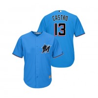 Miami Marlins #13 Starlin Castro Blue Alternate 2019 Cool Base Stitched MLB Jersey