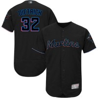 Miami Marlins #32 Derek Dietrich Black Flexbase Authentic Collection Stitched MLB Jersey