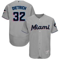 Miami Marlins #32 Derek Dietrich Grey Flexbase Authentic Collection Stitched MLB Jersey