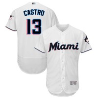 Miami Marlins #13 Starlin Castro White Flexbase Authentic Collection Stitched MLB Jersey