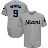 Miami Marlins #9 Lewis Brinson Grey Flexbase Authentic Collection Stitched MLB Jersey