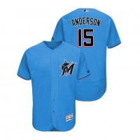 Miami Marlins #15 Brian Anderson Blue Alternate 2019 Authentic Collection Flex Base Stitched MLB Jersey