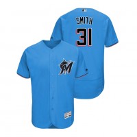 Miami Marlins #31 Caleb Smith Blue Alternate 2019 Authentic Collection Flex Base Stitched MLB Jersey