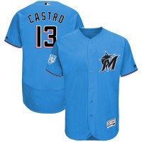 Miami Marlins #13 Starlin Castro Blue 2019 Spring Training Flex Base Stitched MLB Jersey