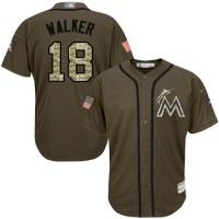 Miami Marlins #18 Neil Walker Green Salute to Service Stitched MLB Jersey