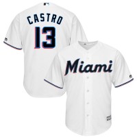 Miami Miami Marlins #13 Starlin Castro Majestic Home 2019 Cool Base Player Jersey White